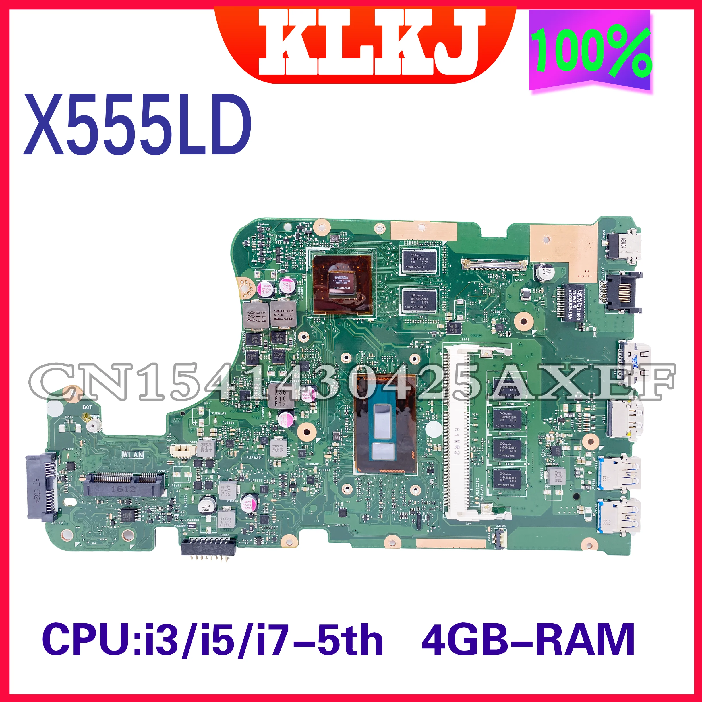 

X555LD Motherboard For ASUS X555L X555LJ X555LDB X555LP X555LF X555LI X555LN X555LB Laptop Mainboard With I3 I5 I7 CPU 4GB-RAM