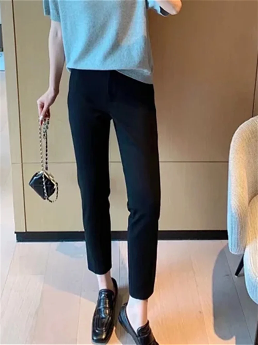 

Женские однотонные облегающие брюки, Новинка лета 2023, женские универсальные облегающие длинные джинсы с высокой талией