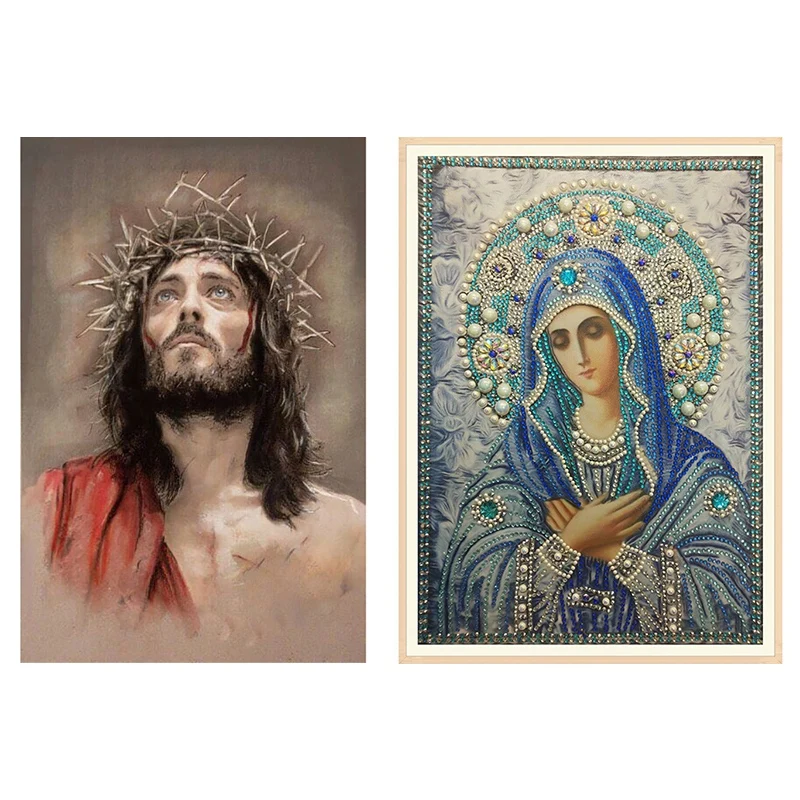 

2Set 5D Diy Diamond Paintings Wall Painting 3D Diamond Pattern Picture, Jesus Christ Birth & Religious Special
