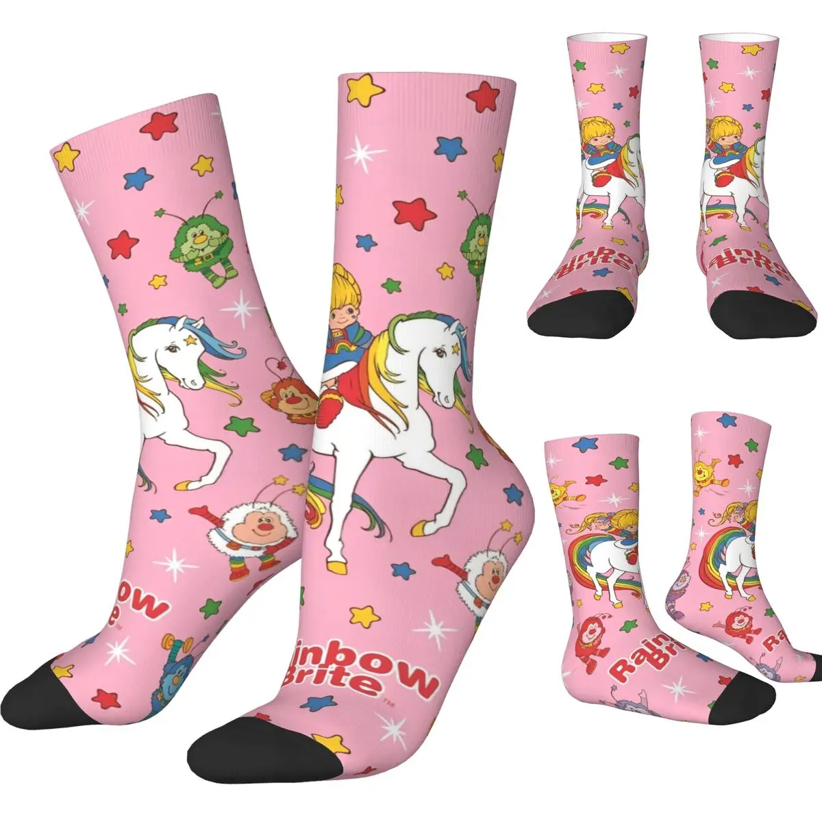 Радужные чулки Brites носки в стиле ретро с принтом осенние противоскользящие