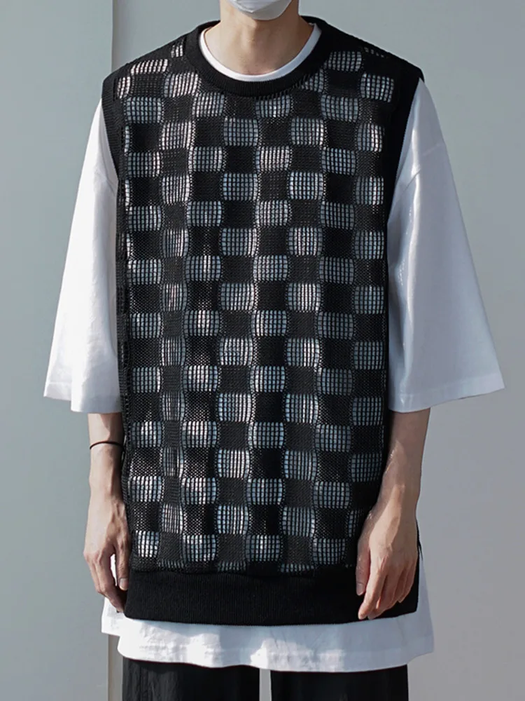 

Трикотажный мужской жилет SYUHGFA, яркий дышащий свитер, жилет, Корейская трендовая уличная одежда, лето 2022, Новинка