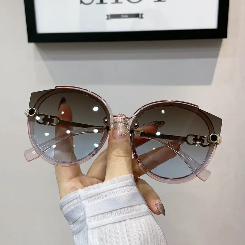 Women's Korean Version Metal Rimless Gradient Sun Glasses Wo