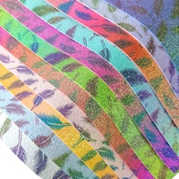 feather pattern printed iridescent pu bronzing vinyl printed leather fabric sheet for shoebagearringdiy accessories 30135cm