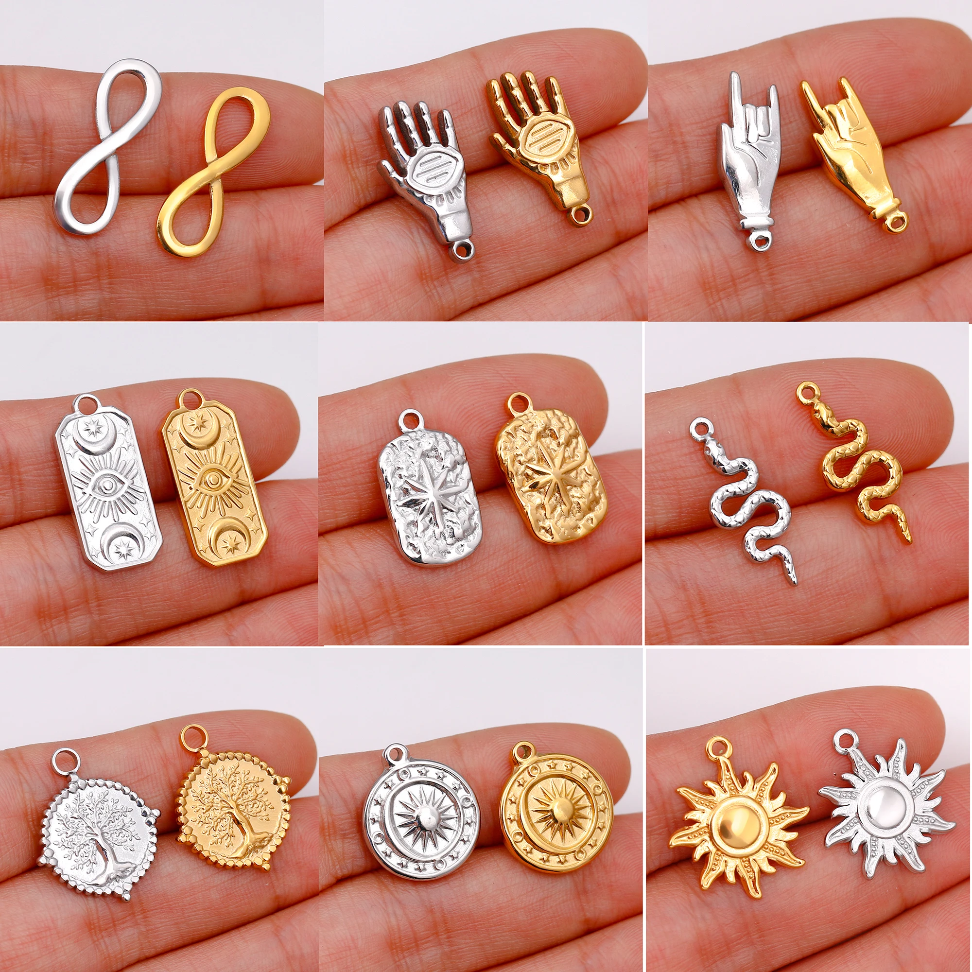 

Stainless Steel Casting Sun Star Charms Pendant Gold Color Tree of Life Necklace Bracelet Collar Jewelry Accessories for Women