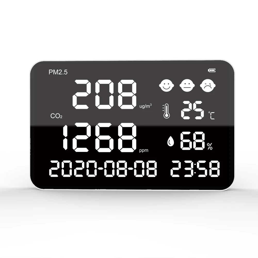 

Wall mounted carbon dioxide detector dust detector 17 inch large screen concentration a-larm display