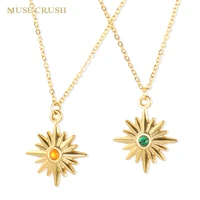 muse crush stainless steel gold color plated geometric sun flower pendant necklace for women girl party jewelry gift