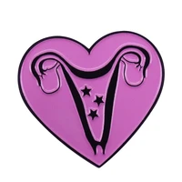 pink heart shaped ovary enamel pin wrap clothes lapel brooch fine badge fashion jewelry friend gift