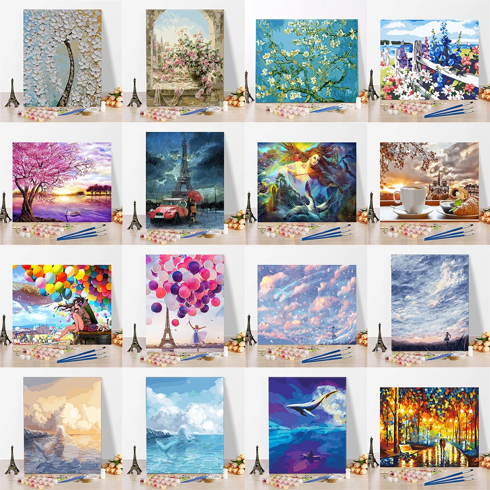 Imagine Scenery Paint By Numbers Hand Painted Home Decor Kits Drawing Canvas DIY Oil Coloring Painting Pictures By Numbers