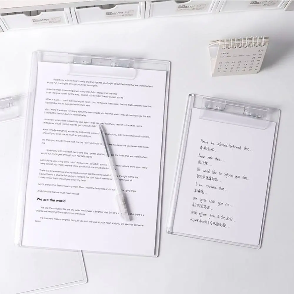

A4/A5 File Folder Board Simple Acrylic Transparent Document Organizer Writing Pad Students