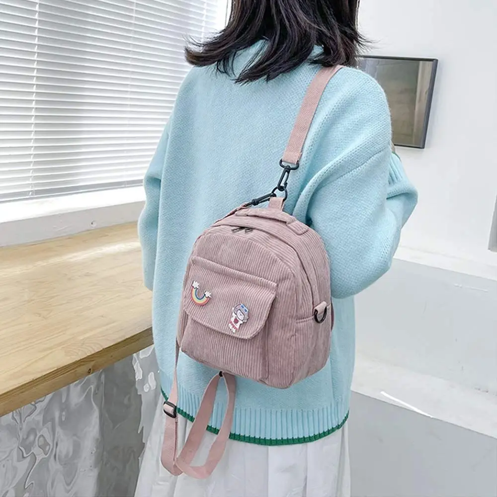 

Mini Women's Backpacks New Trend Corduroy Female Bag Small School Bags pinkWhite Rucksack For Teen Girls Fashion Casual Backpack