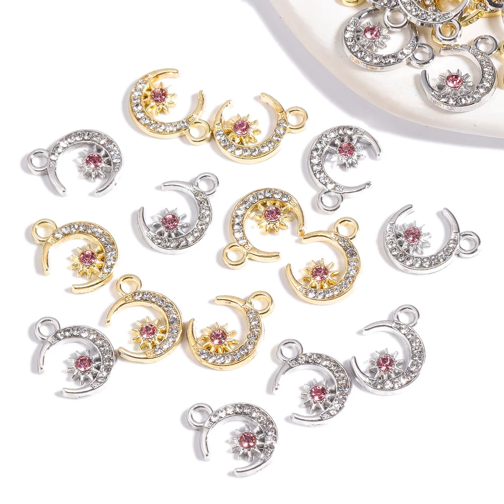 Подвески в виде Луны и звезды из сплава с кристаллами 20 шт./партия 15*11 Y2k оптовая