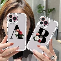 initial letter flower phone case for iphone 11 12 13 mini pro max 14 pro max case shell