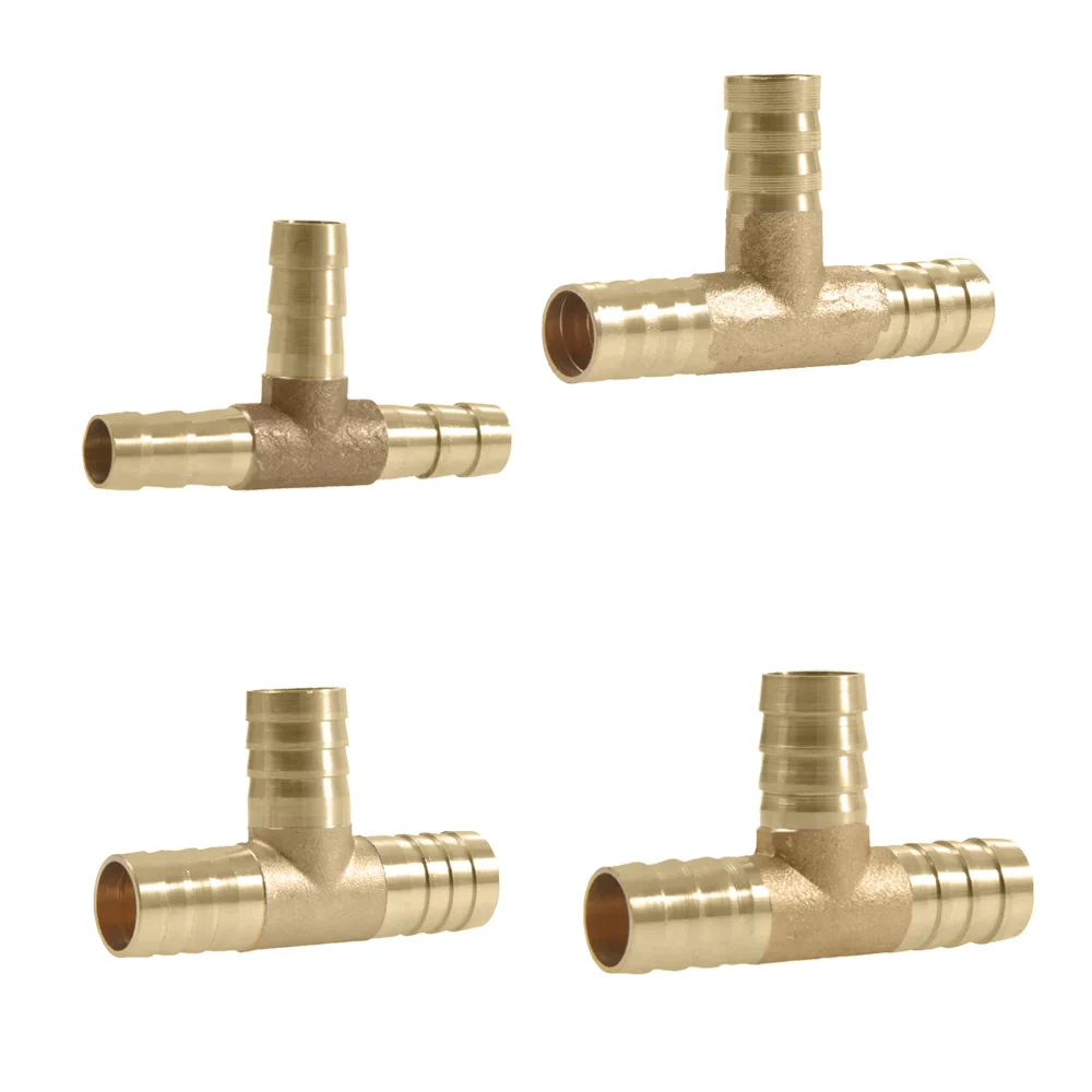 

T Type 8mm 10mm 12mm 14mm 16mm Tee Barb Connector Brass 1Pcs Three-pronged Pneumatic Element Gas Tracheal Joint