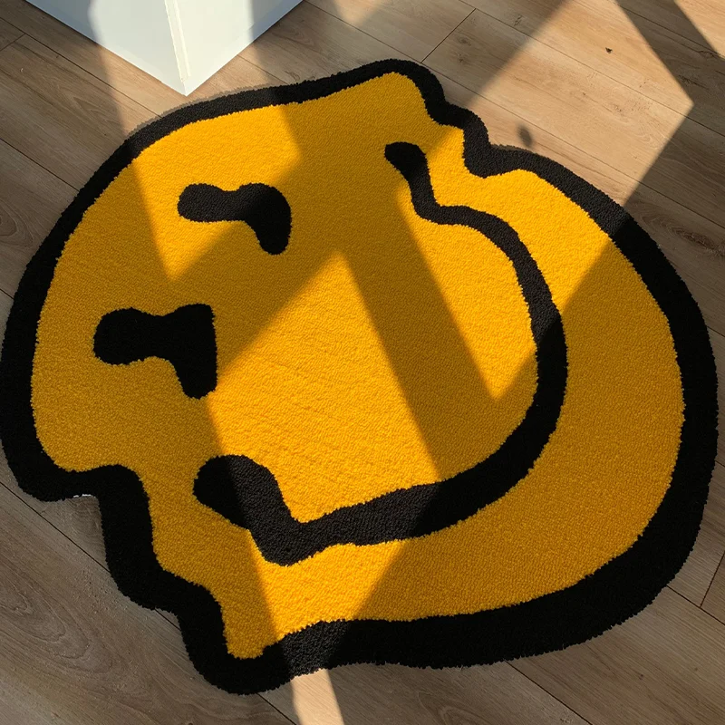 

Twisted Smile Tufted Plush Carpet Rug Purely Handmade Gift Soft Suitable for Room Decor Fluffy Carpets Bedroom Bathroom Decor