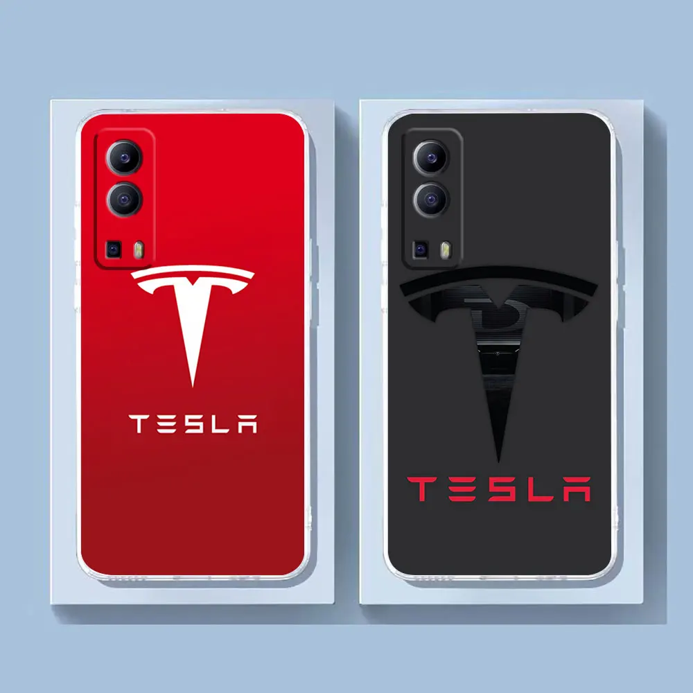 

New Energy Car T-Tesla Clear Case For VIVO Y30 Y32 Y33S Y50 Y51S Y52S Y53S Y55S Y77 Y93 Y95 Y97 V20 V21 Case Funda Shell Capa