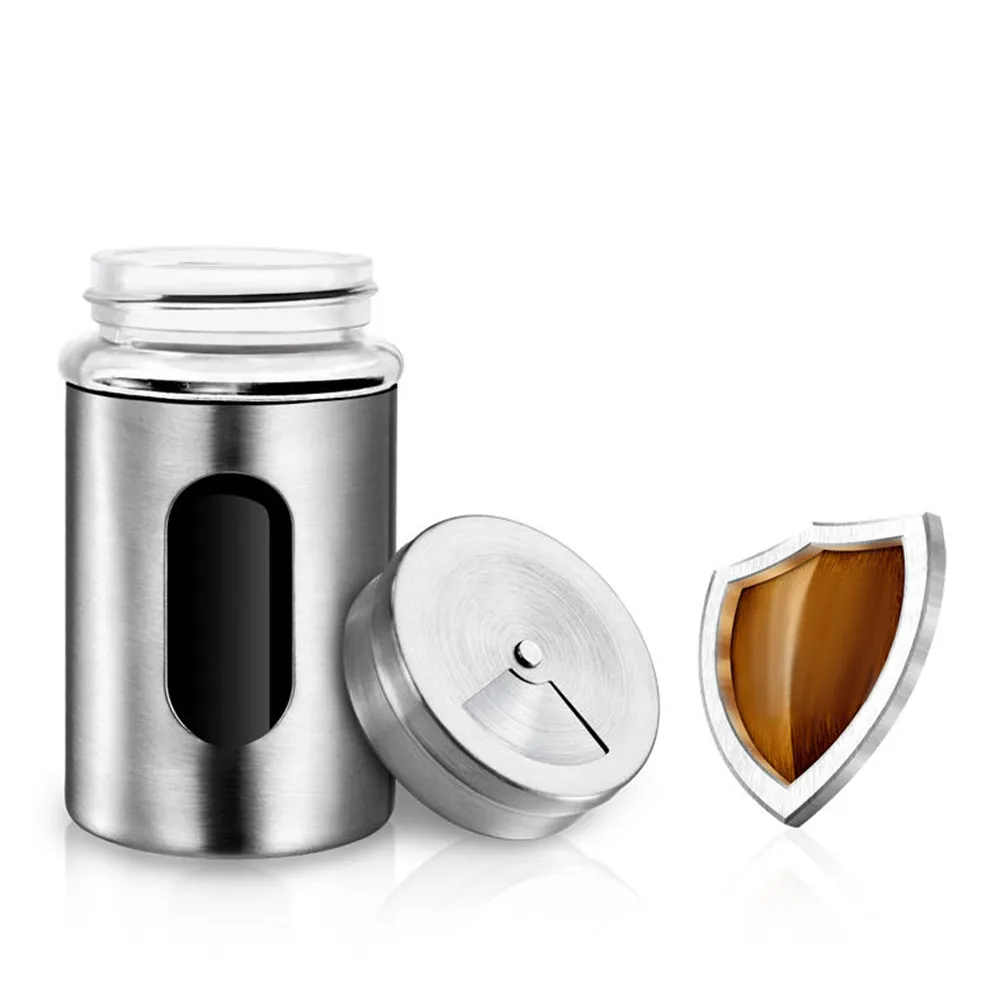 

Pot Spice Jar Glass Herb Home Kit Outdoor Seasoning Shakers BBQ Containers Stainless Steel Tool Toothpick Holder