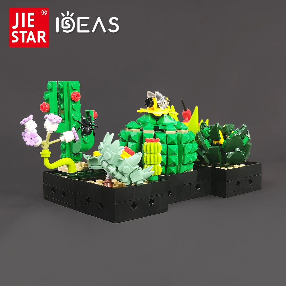 

JJ9011 Jiestar Moc Ideas Ecological Garden Succulent Plant Pot Brick Modualr Model Building Blocks Toys Birthdays Gifts 590pcs
