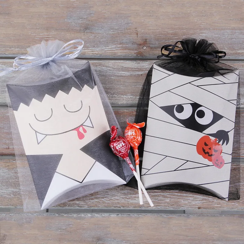 

10pcs Cute Cartoon Figure Halloween Gift Box Packaging Trick or Treat Party Supplies Gift for Guest Candy Cookies Box Packaging