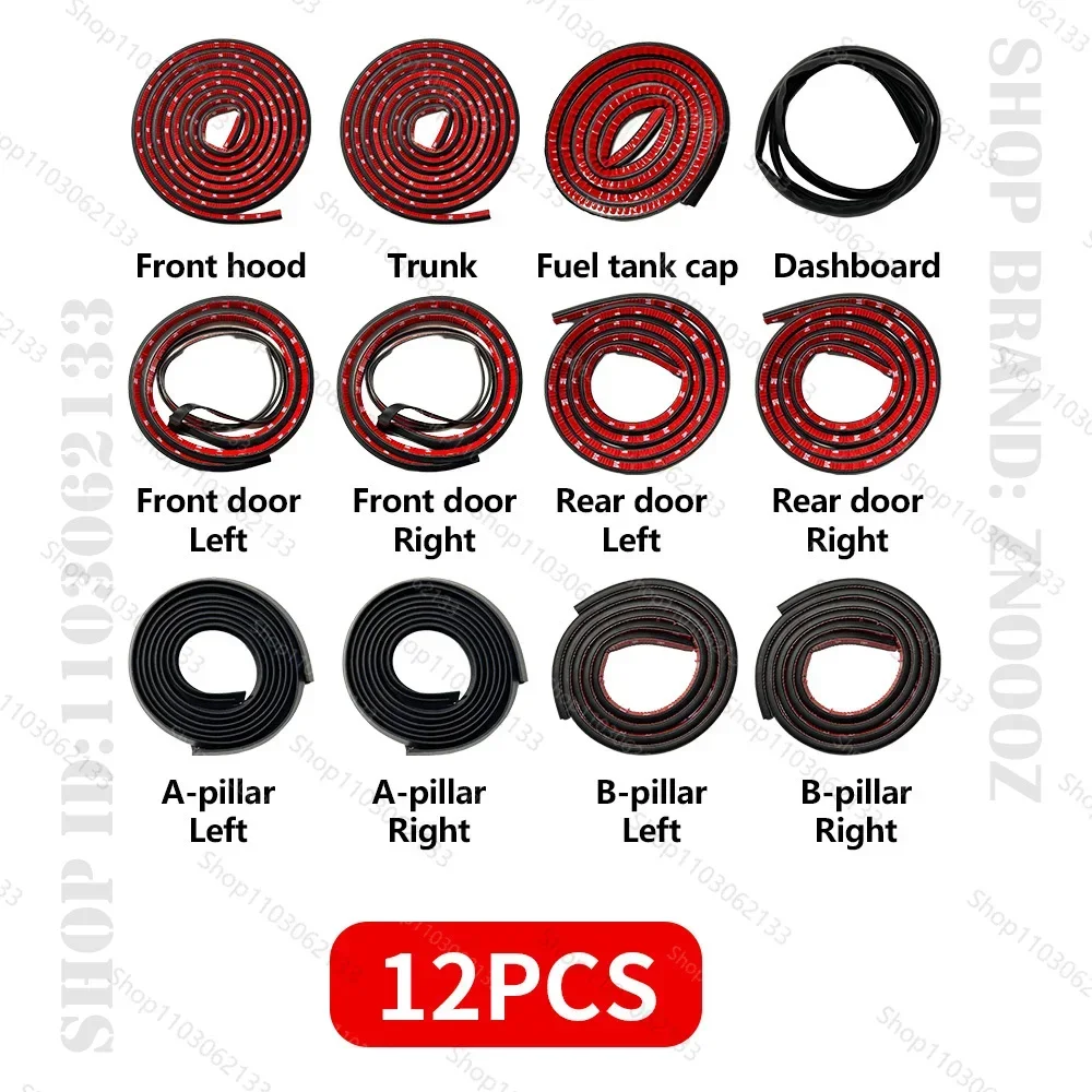 12 шт., уплотнительная лента для двери автомобиля, резиновая двухслойная уплотнительная лента, звукоизоляционная лента, пылезащитная уплотнительная лента для Tesla Model S 3 X Y