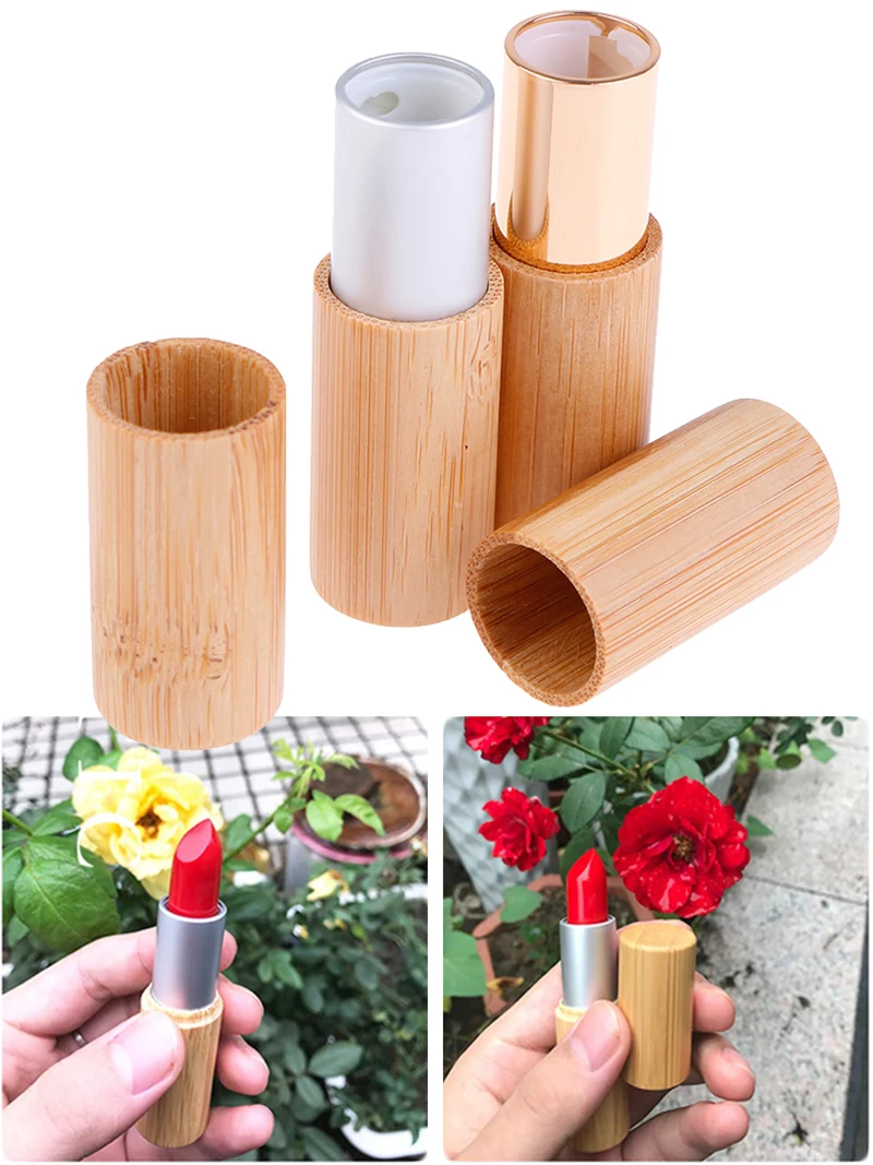 

5Pcs 4g Round Natural Bamboo Lipstick Container Lip Balm Tube DIY Empty Cosmetic Lip Bottle Makeup Lip Stick Pipe Shell Travel