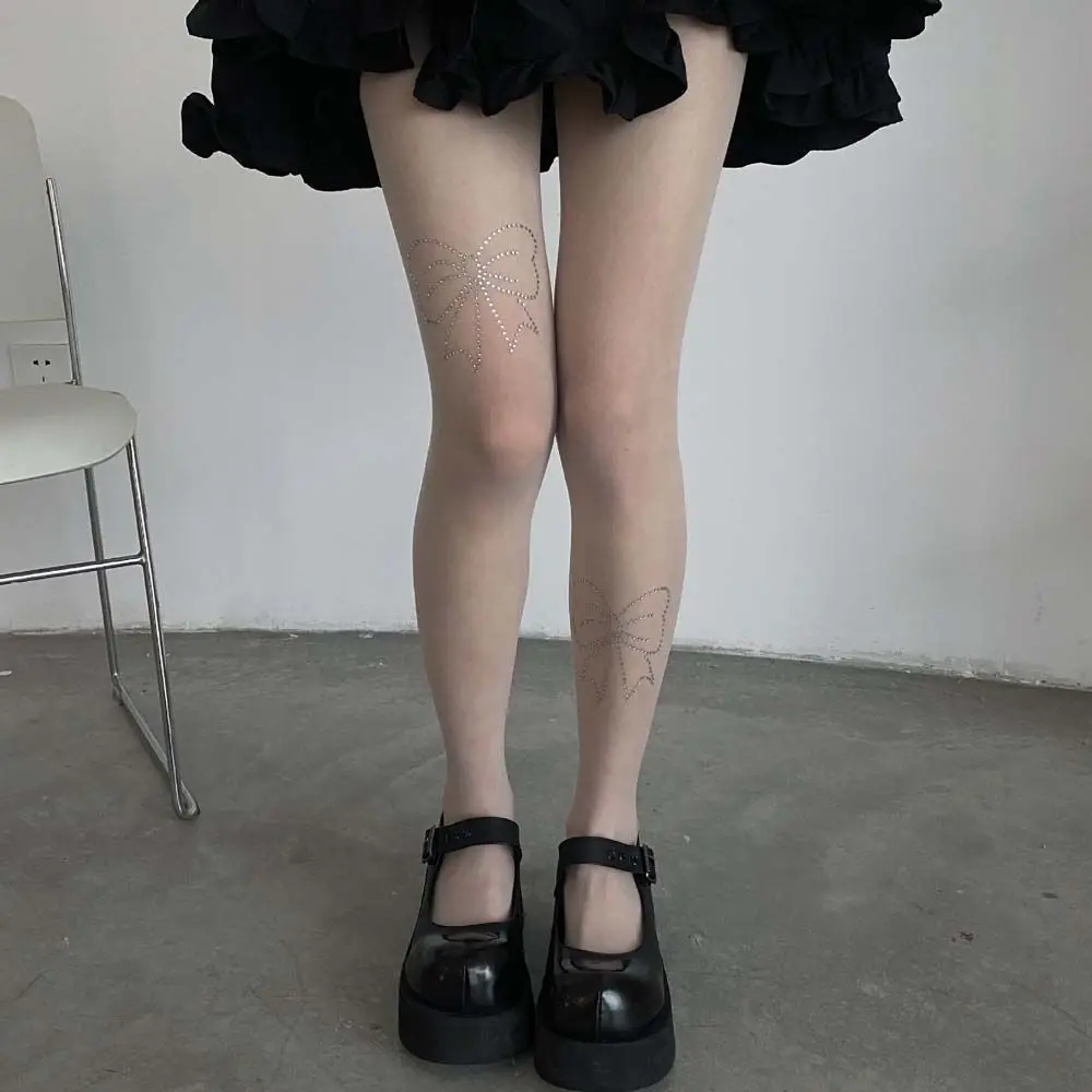 

Girl Temptation Lolita Sexy Nightclub Dress Up Bow Mesh Diamond Pantyhose Female Stockings JK Tights Body Stockings