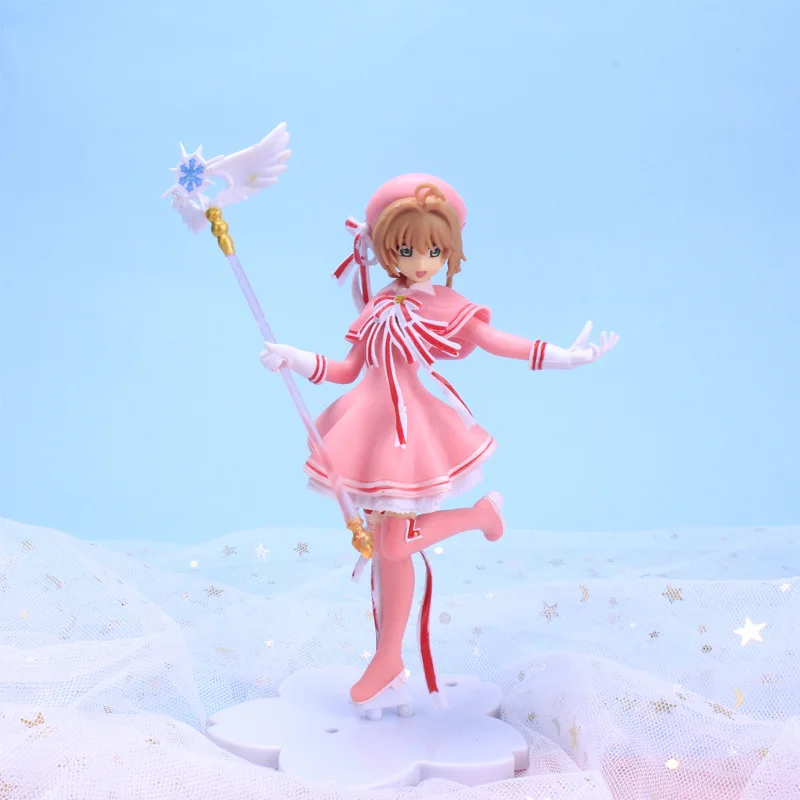 

17.8cm Anime Character Sakura PVC Model Sakura Variety Sakura Magic Card Action Figure Car Cake Decorations Girl Toy Gift