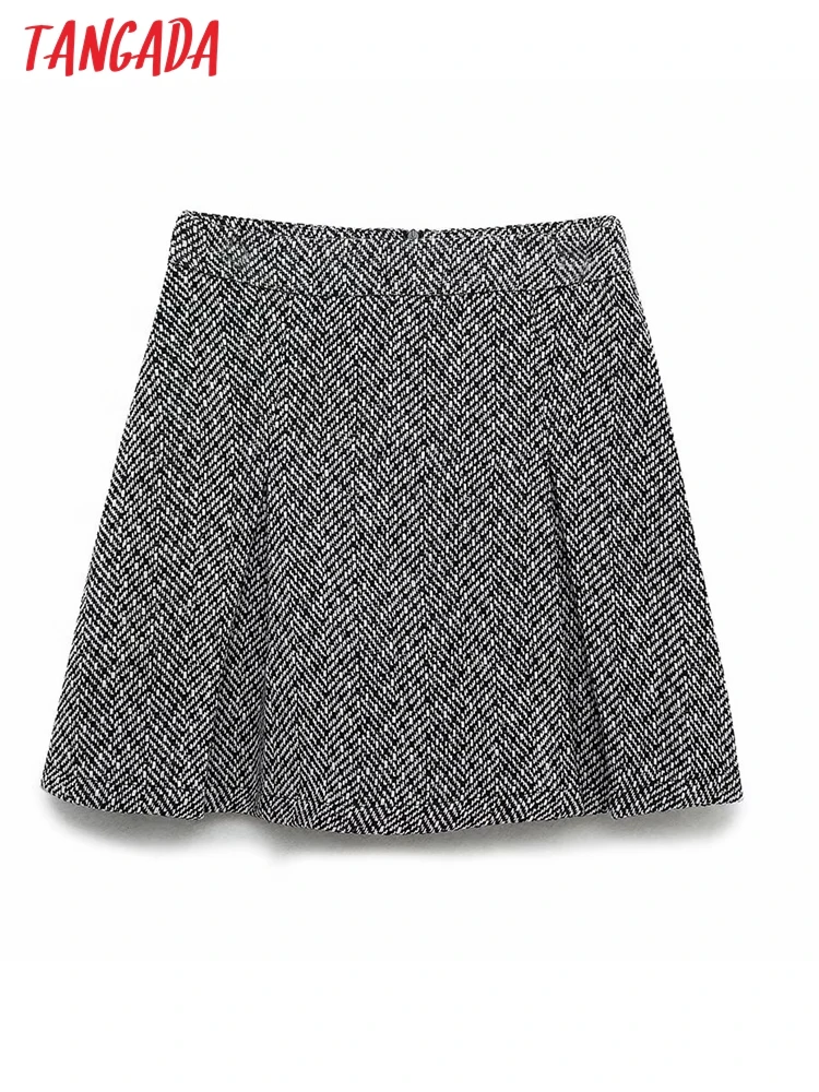 

Женская твидовая мини-юбка трапециевидной формы, на молнии, с карманами, 6P72