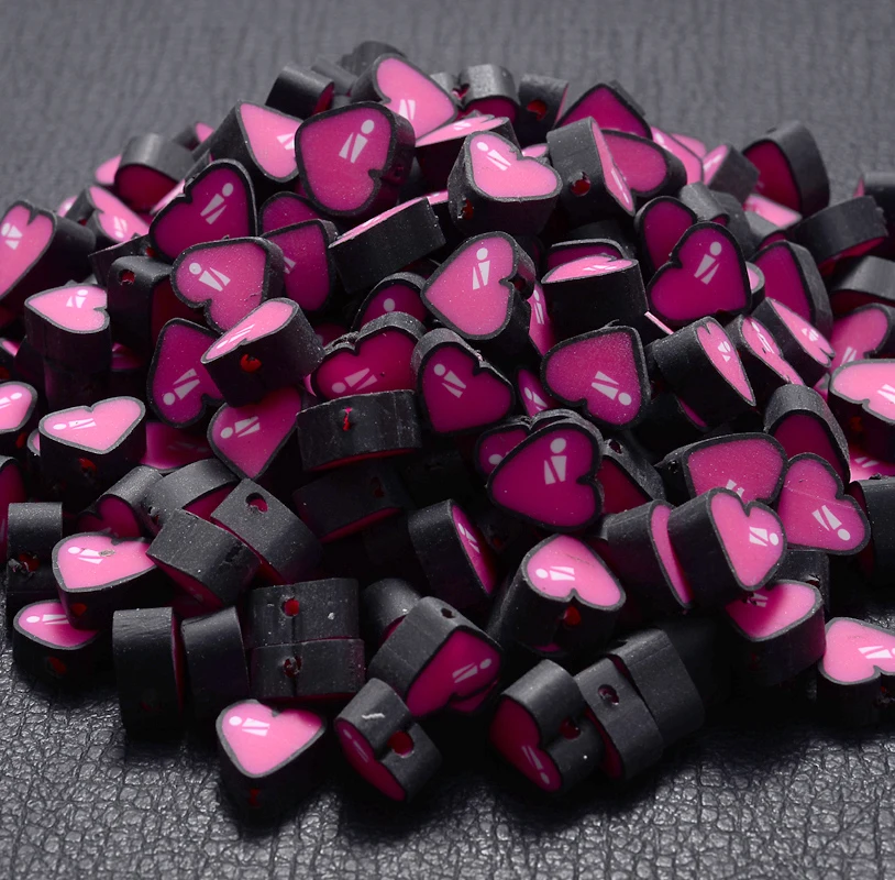 

Бусины в форме сердца из полимерной глины, 30/50 шт.