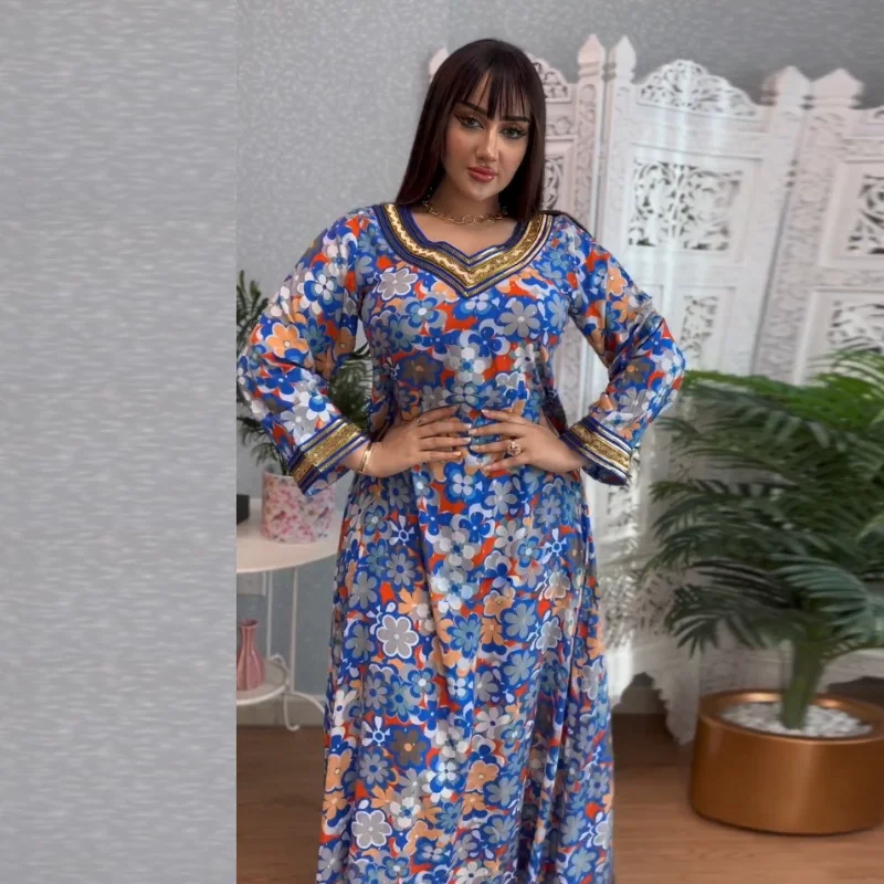 Eid Ramadan Long Dresses Muslim Abaya for Women Jalabiya Dress Turkey Maxi Robe Kimono Robe Moroccan Caftan Diaomnd Vestidos