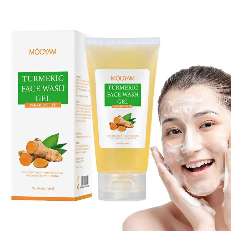 

Face Wash Gel Daily Facial Cleanser Turmeric Moisturizing Gentle Wash Gel 100ml Oil Cleansing For Fading Ageing Spots Acnes Scar