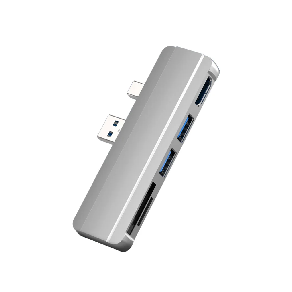 

1/2 5 Port USB Hub Dock USB3.0 Adapter TF Card Reader Expansion Docking Station Portable Splitter Converter Notebook