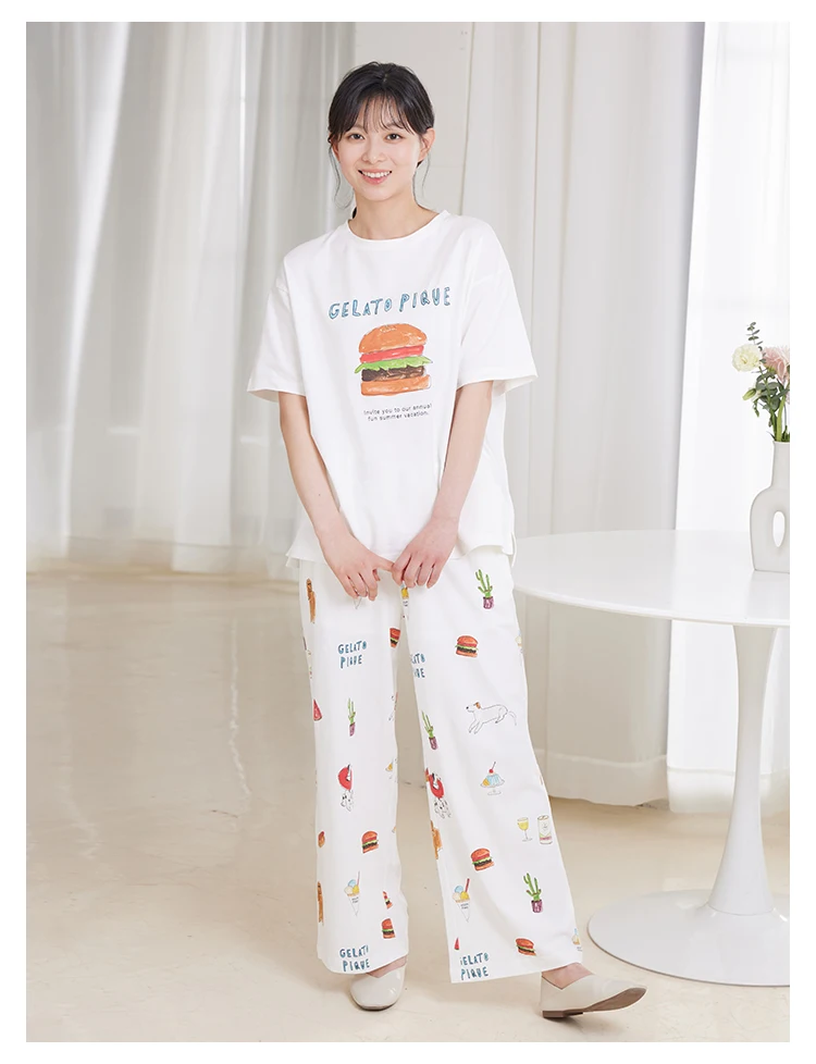 Cute Room Wear One Piece Ladies Gelato Pique  Summer New Women's Nightdress Kawaii Clothes Home Dress Short Trousers