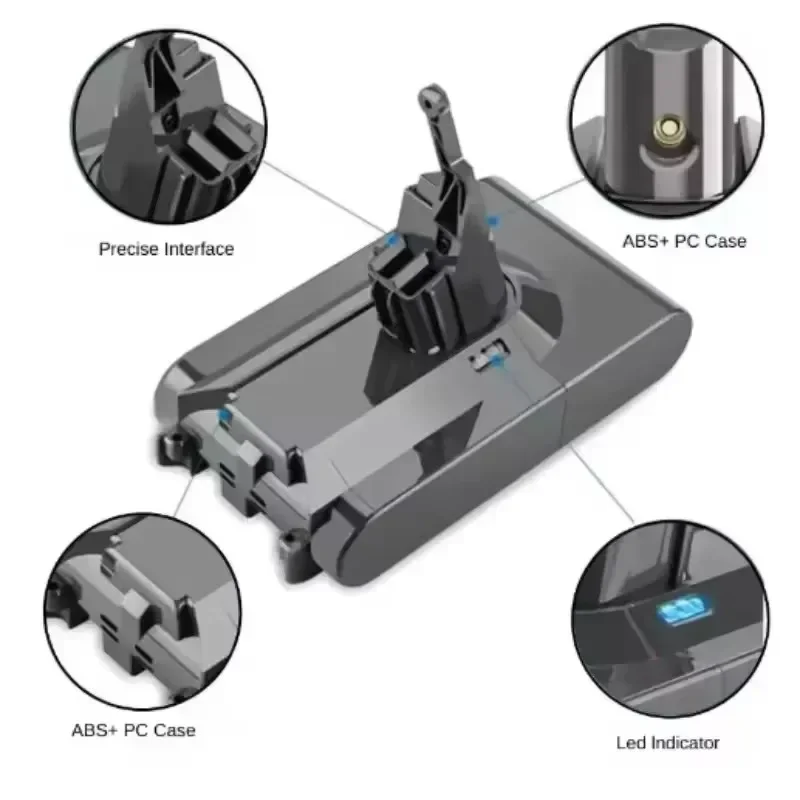 Фото Литий-ионный сменный аккумулятор 21,6 В, 12800 мАч для пылесосов Dyson V6, DC58, DC59, DC62, SV03, SV04, SV05, SV06, SV07, SV09, запасные части №3