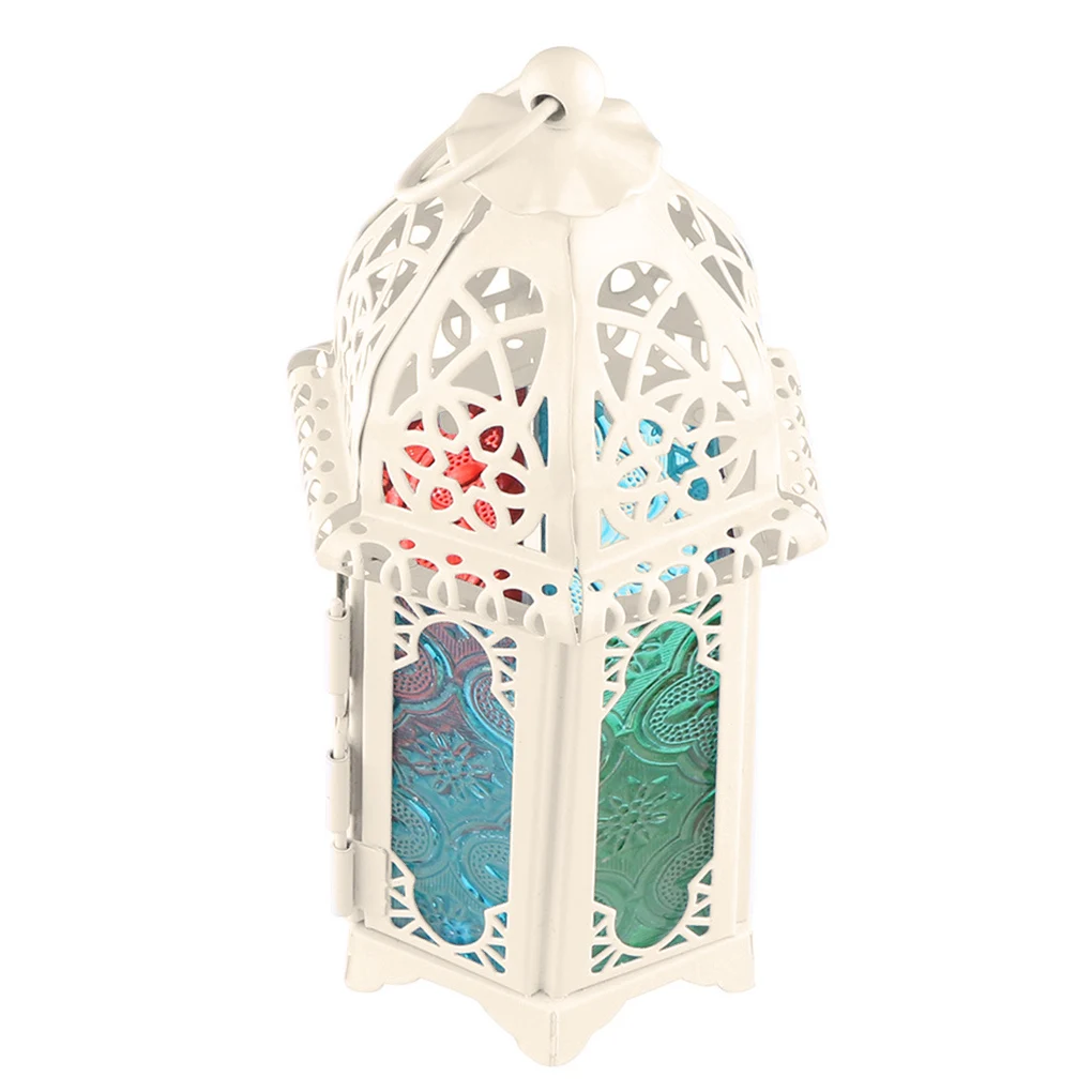 

Classic Moroccan Windproof Candle Holders Votive Iron Glass Hanging Candlestick Wedding Decoration Candle Lantern Home Decor