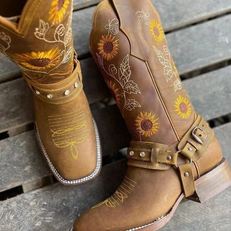 

Hot Selling Boots Women Autumn and Winter New Style European and American Embroidery Ethnic Style Women Martin Boots Women