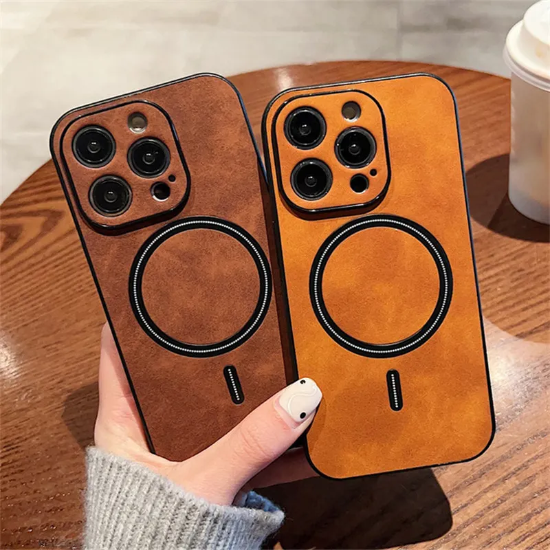 

Luxury Wireless Charging Magnetic Cortex Case For iPhone 14 13 12 11 Pro Max 14 Plus For Magsafe Bumper Shockproof Cases Cover