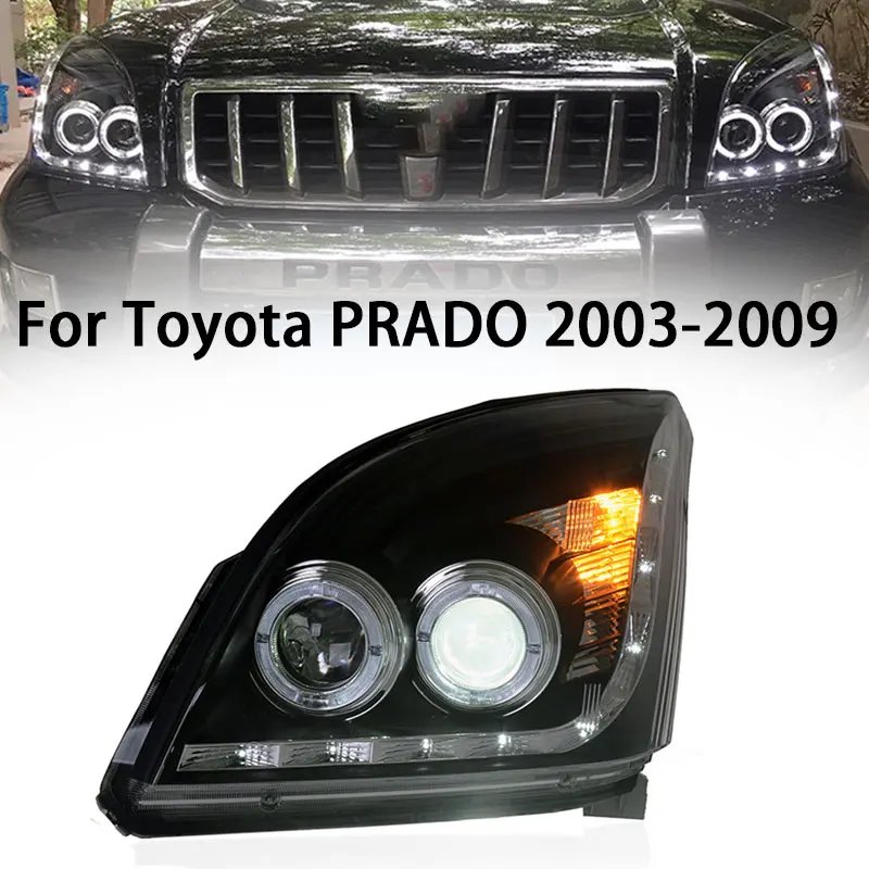Стайлинг автомобиля для Toyota Lander Cruiser Prado Фара 03-09 Светодиодная фара DRL Hid Head Lamp Angel Eye