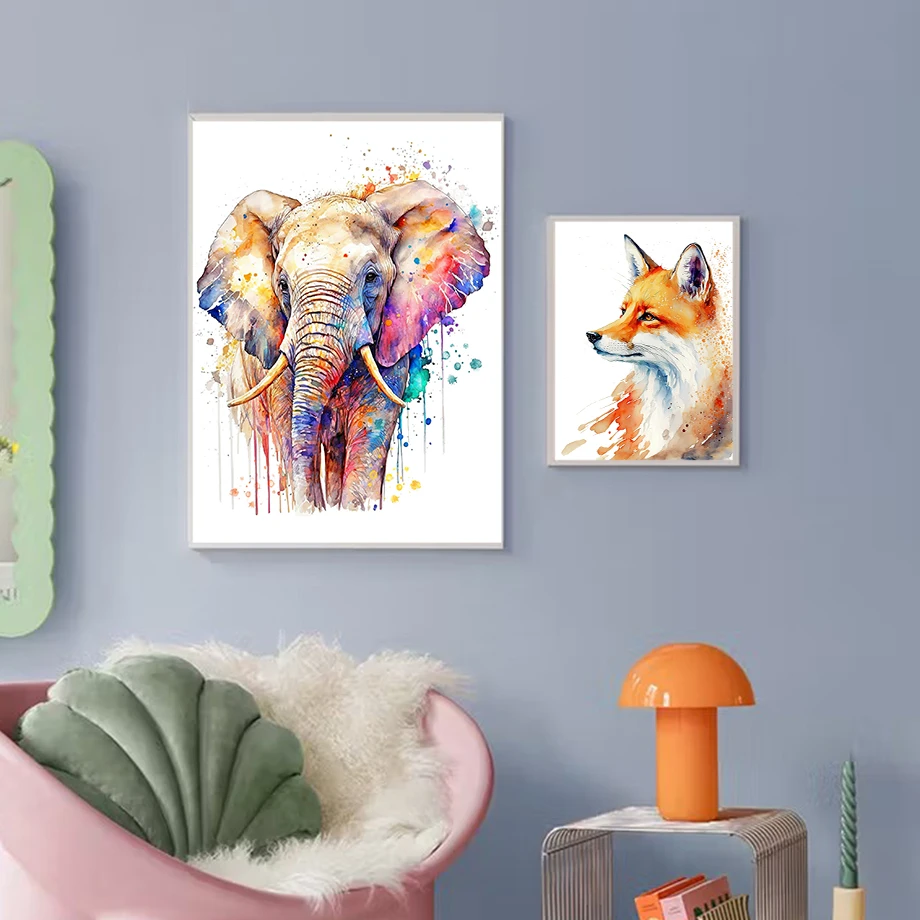 Художественная акварель слон Мангуст Зебра жираф Лев коричневый медведь тигр