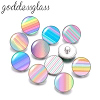 new colorful lines stripe patterns 10pcs round 12mm18mm snap buttons for 12mm18mm snap necklace diy findings jewelry