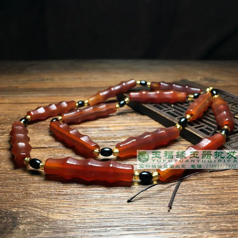 1 шт./лот античный Liao Jin Старый Агат красный агат Jiejie Gaosheng длинная бамбуковая трубка ожерелье кулон аксессуары