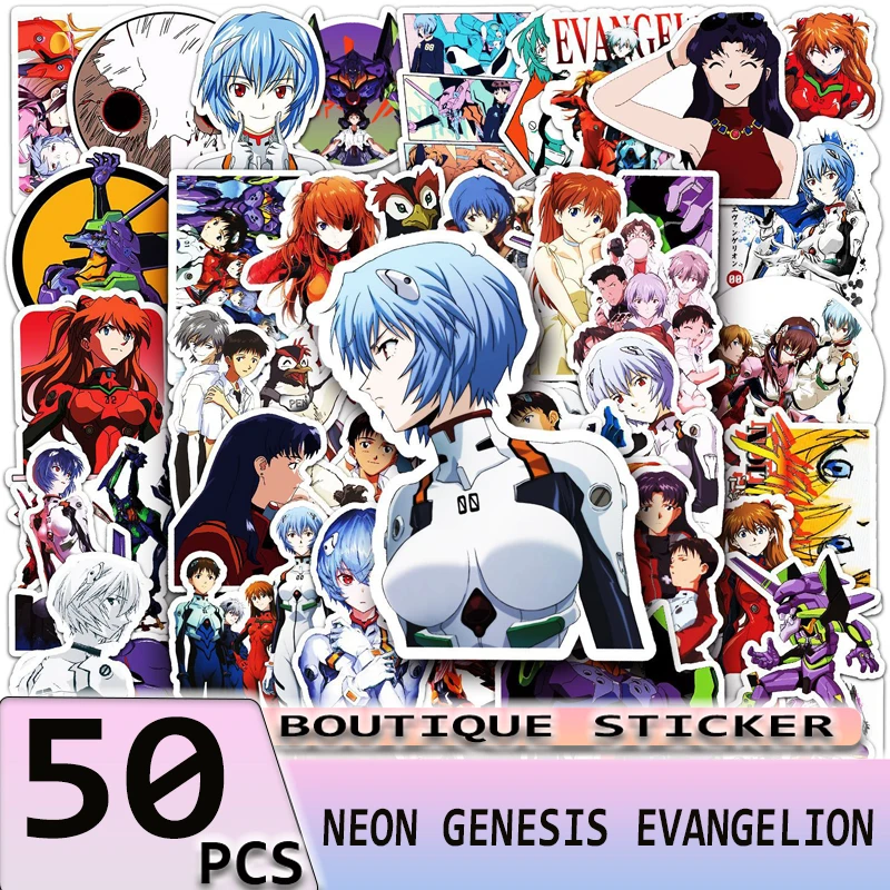 

50PCS Anime NEON GENESIS EVANGELION Cartoon Stickers For Laptop Notebook Skateboard Travel Luggage Decal Children's Toys