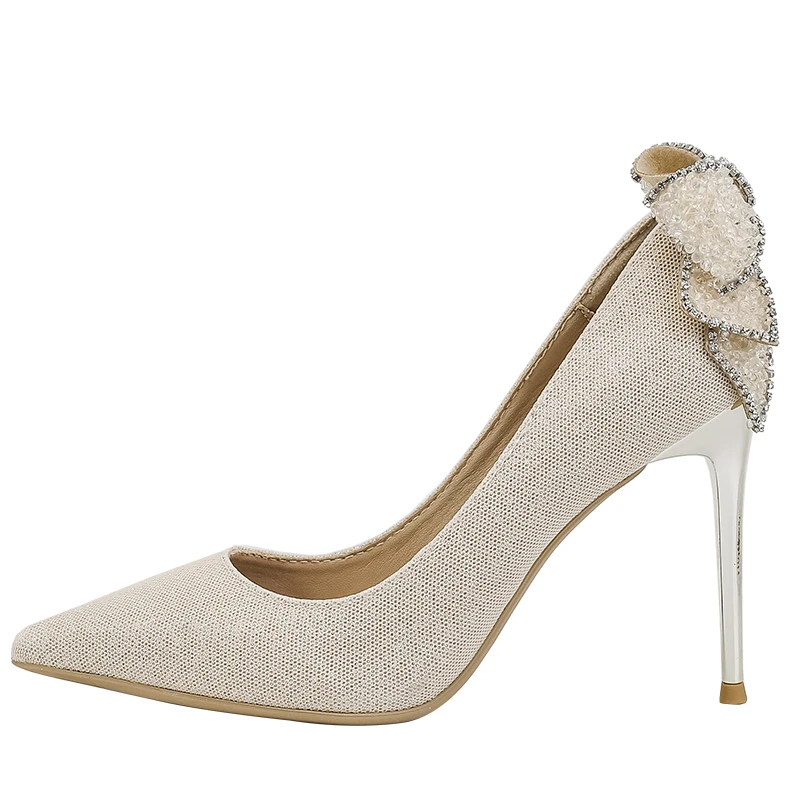 Блестящие стразы с узлом-бабочкой туфли на шпильке туфли-лодочки бантиком