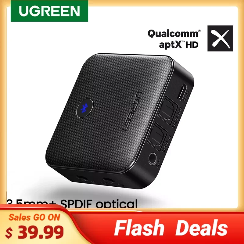 UGREEN 2 в 1 Bluetooth 5,0 aptX HD передатчик приемник беспроводной 3,5 мм AUX SPDIF оптический AptX LL адаптер для ТВ стереосистемы