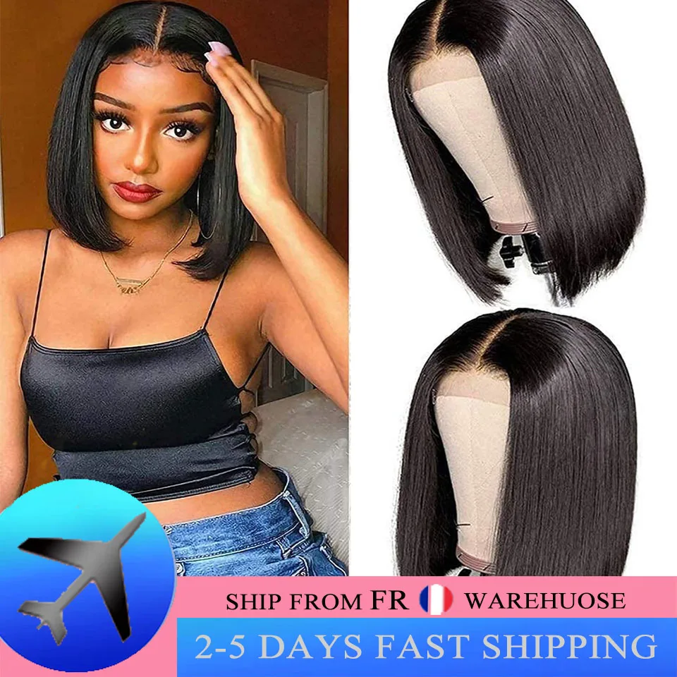 13X4 Bob Wig Short Bob Wig Bone Straight Human Hair Wigs for Black Women Pre-Plucked 4X4 Closure Wig Brazilian Hair Lace Wigs