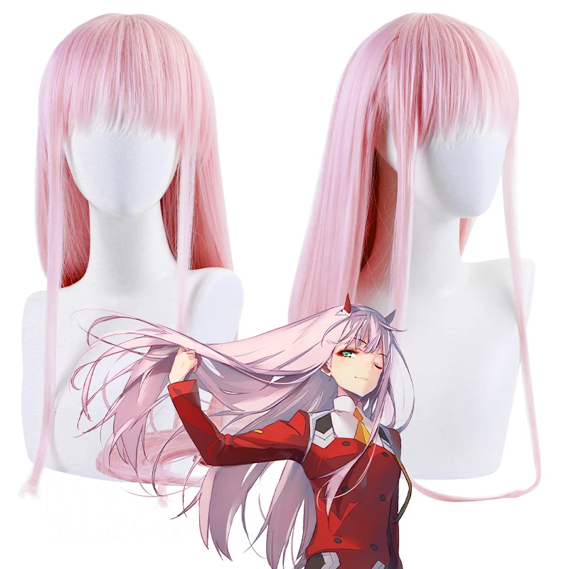 

Hair Anime DARLING In The FRANXX 02 ZERO TWO Long Wig Cosplay Wig Role Play Pink Color Cos Wig Long Zero Two 02 Wig