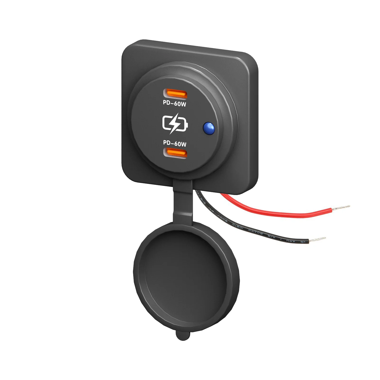 

Двойная розетка USB-C PD 60 Вт QC3.0 Быстрое зарядное устройство 12 В-24 В Двойная розетка USB Type-C Панель для автомобиля Лодка Гольф-кара Мотоцикл