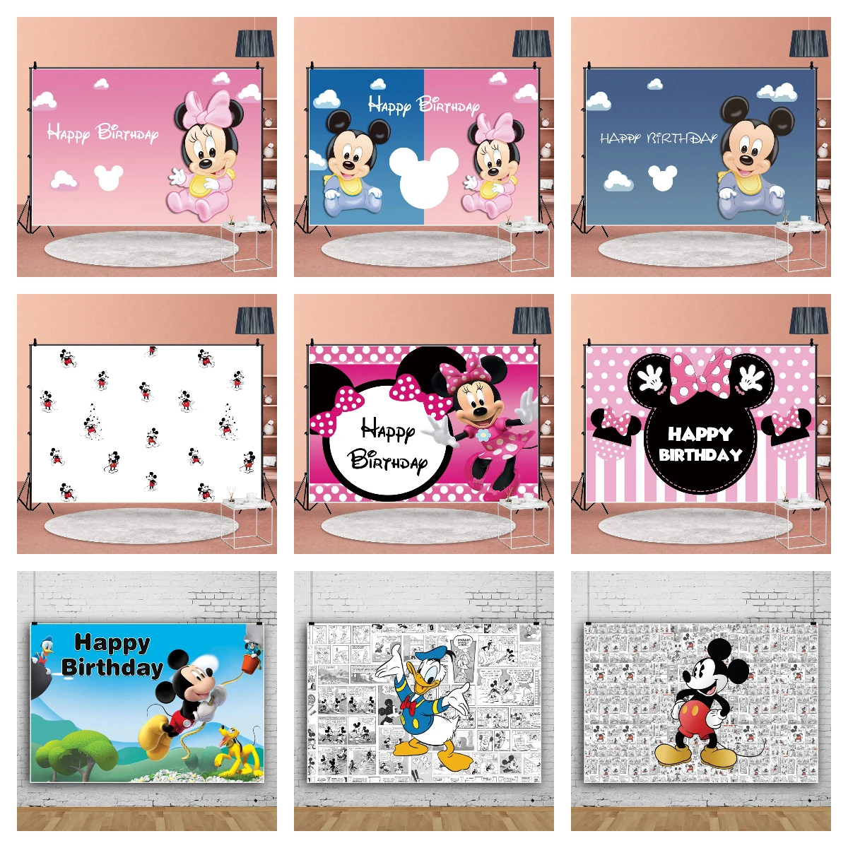 

Disney Disneyland Mickey Minnie Mouse Photography Background Birthday Party Decoration Banner Backdrop Photo Studio Customize