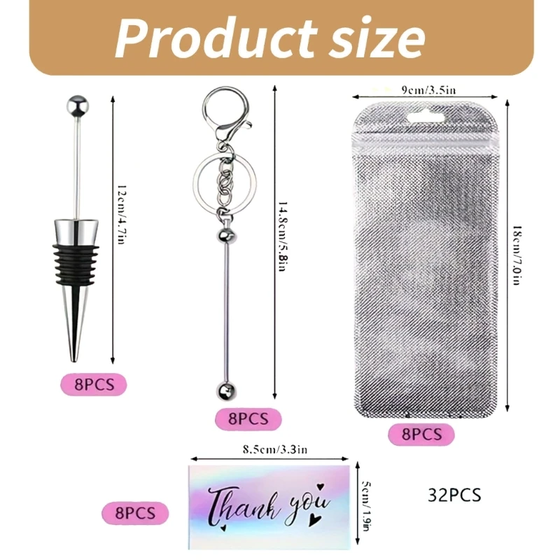 Набор из 32 удобных брелоков бисера с красочными карточками-заготовками для