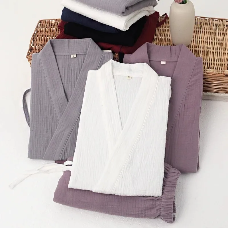 Пижамы в японском стиле юката хлопок креп льняные халаты китайская ханьфу пижама