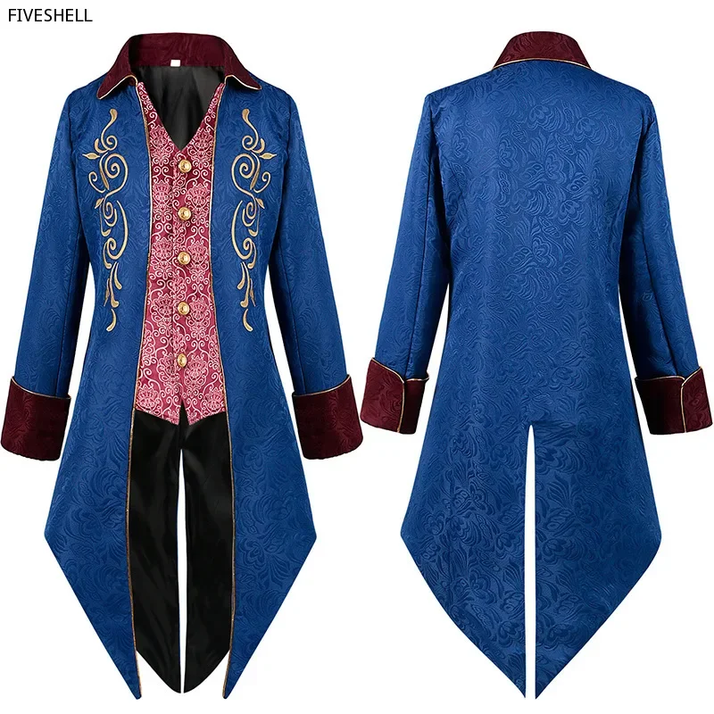 Средневековый жаккардовый викторианский Tuexdo косплей готический фрак Ренессанк